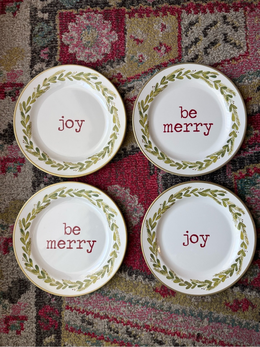 Threshold Melamine Dinner Plates - 'Joy' & 'Be Merry' Christmas Set of 4